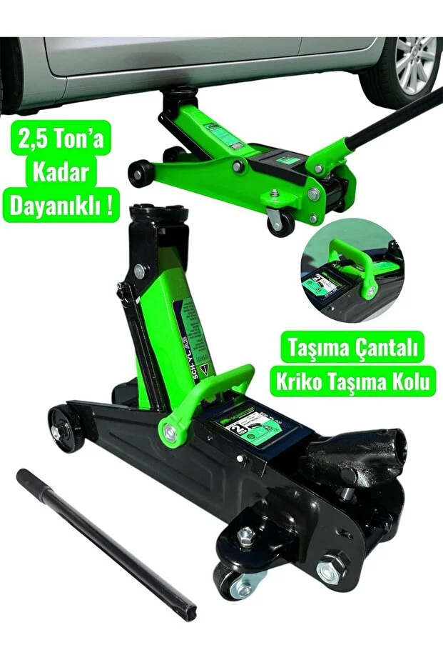 2,5 Ton’a Kadar Dayanıklı Çelik Araba Kaldırma Oto Krikosu Çantalı Tekerlekli Hidrolik Timsah Kriko